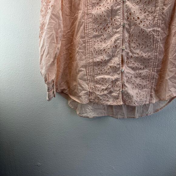 Sundance Valeria Eyelet Pink Shirt XL Boho Prairie - Picture 4 of 10